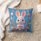 Niedliches Kaninchen umgeben von Dekorationen Kissen (Decke)