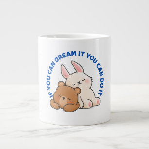 Niedliches Kaninchen und Bären in Weißbraun Tasse