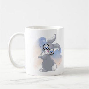 Niedliches Kaninchen und Brille Kaffeetasse