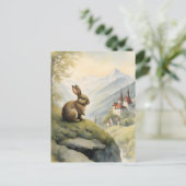 Niedliches Kaninchen und mystisches Schloss im Geb Postkarte (Stehend Vorderseite)