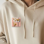 Niedliches Kaninchen und Sonnenblumen Button