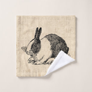 Niedliches Kaninchen Vintage Tierart Illustration Waschlappen