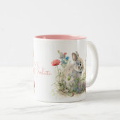 Niedliches Kaninchen Wasserfarbe Personalisiert Zweifarbige Tasse (VorderseiteRechts)
