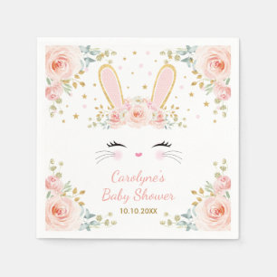 Niedliches Kaninchen Wasserfarbe Rose Party Serviette
