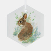 Niedliches Kaninchen Wasserfarben Bunny Animal Nat Ornament Aus Glas (Rückseite)