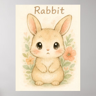 Niedliches Kaninchen - Weiches Kinderzimmer Poster