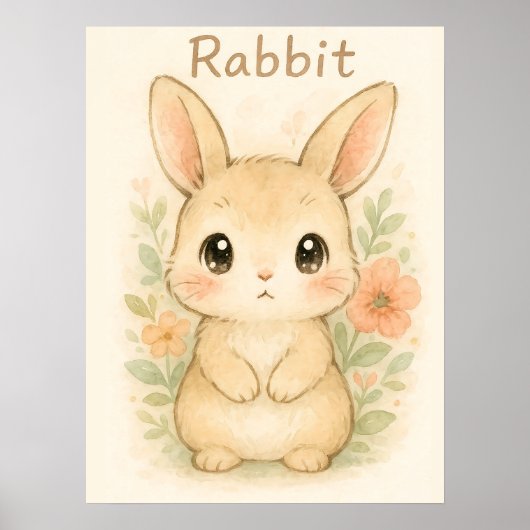 Niedliches Kaninchen - Weiches Kinderzimmer Poster (Vorne)