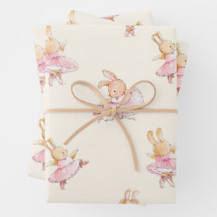 Niedliches Kaninchenballerinpapier Geschenkpapier Set