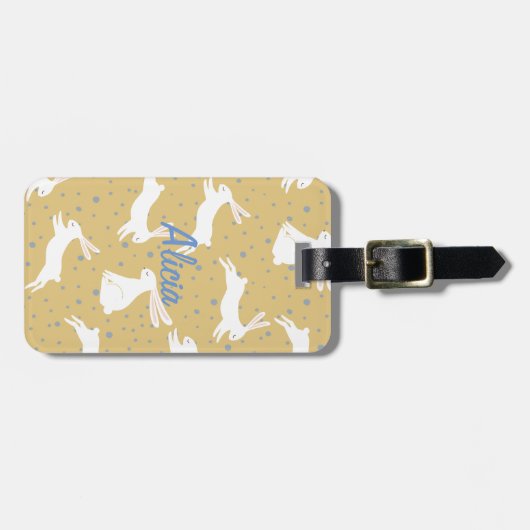 Niedliches Kaninchendesign - Individuell anpassbar Gepäckanhänger (Vorderseite horizontal)