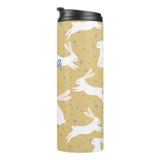 Niedliches Kaninchendesign - Individuell anpassbar Thermosbecher (Nach rechts gedreht)
