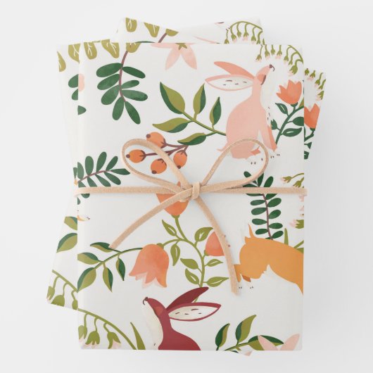 Niedliches Kaninchenmuster Geschenkpapier Set (Beispiel)