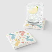 Niedliches Kaninchenmuster Steinuntersetzer (Seitenansicht)