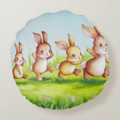 Niedliches Kaninchenpilz Rundes Kissen (Rückseite)