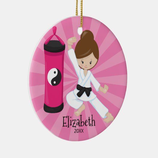 Niedliches Karate-Mädchen-personalisierte Keramik Ornament (Rechts)