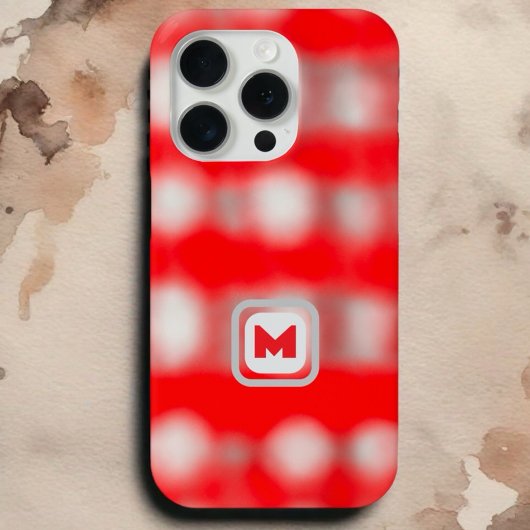Niedliches kariert-weißes Monogramm Weihnachten Case-Mate iPhone Hülle