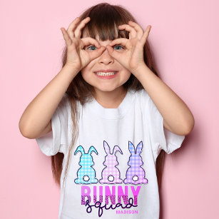 Niedliches Kariertes Bunny Squad Rabbit Personalis T-Shirt