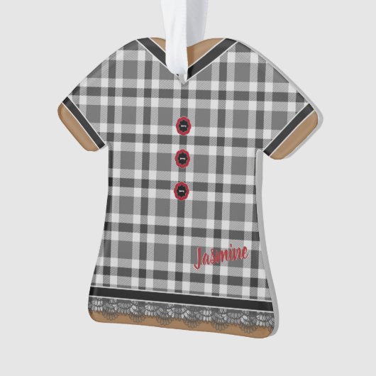 Niedliches, Kariertes Kleid mit Spitzentechnik, ku Ornament (Vorderseite)