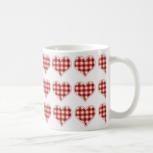 Niedliches Kariertes Rotherz-Muster Kaffeetasse (Rechts)