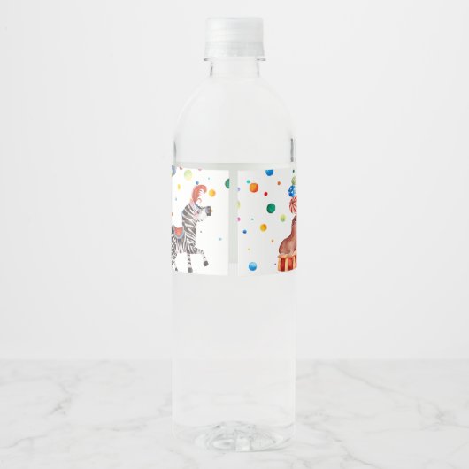 Niedliches Karneval Circus Kindergeburtstag Party Wasserflaschenetikett (Rückseite)