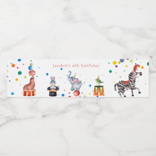 Niedliches Karneval Circus Kindergeburtstag Party Wasserflaschenetikett (Einzelnes Label)