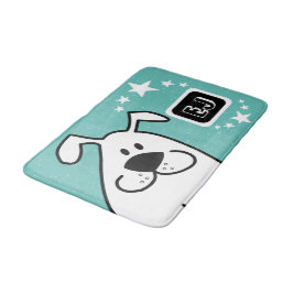 Niedliches Kartoon Dog Monogramm Badematte
