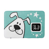 Niedliches Kartoon Dog Monogramm Badematte (Vorderseite)