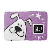 Niedliches Kartoon Dog Monogramm Badematte (Vorderseite)