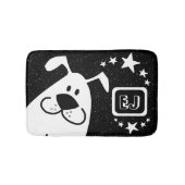 Niedliches Kartoon Dog Monogramm Badematte (Vorderseite)