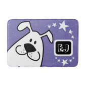 Niedliches Kartoon Dog Monogramm Badematte (Vorderseite)