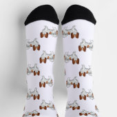Niedliches Kartoon Dog Muster in Rot und Weißpapil Socken (Oben)