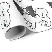 Niedliches Kartoon-Dog-Muster in Schwarzweiß-Papil Geschenkpapier (Rolleneckpunkt)