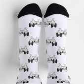 Niedliches Kartoon-Dog-Muster in Schwarzweiß-Papil Socken (Oben)
