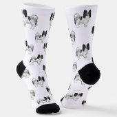 Niedliches Kartoon-Dog-Muster in Schwarzweiß-Papil Socken (Gewinkelt)