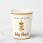 Niedliches Karussell-Babydusche geschlechtsneutral Pappbecher (Rückseite)