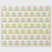 Niedliches Karussell-Party Geschenkpapier (Flach)