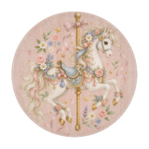 Niedliches Karussellpferd Vintage-Kunst Schneidebrett