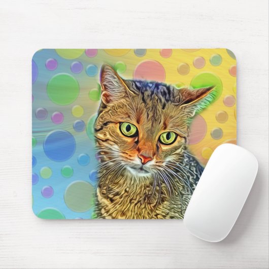 Niedliches Kätzchen - abstrakt - farbenfrohe Maler Mousepad (Mit Mouse)
