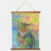 Niedliches Kätzchen - abstrakt - farbenfrohe Maler Wandteppich Mit Holzrahmen (Vorderseite)