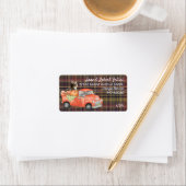 Niedliches Kätzchen auf Herbst-LKW kariert Adressaufkleber (Insitu)