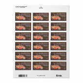 Niedliches Kätzchen auf Herbst-LKW kariert Adressaufkleber (Vorne)