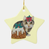 niedliches Kätzchen, das zu Weihnachten Pudding is Keramik Ornament (Vorne)