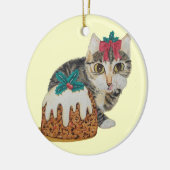 niedliches Kätzchen, das zu Weihnachten Pudding is Keramikornament (Links)