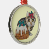 niedliches Kätzchen, das zu Weihnachten Pudding is Ornament Aus Metall (Rechts)