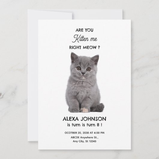 Niedliches Kätzchen Einladung (Vorderseite)
