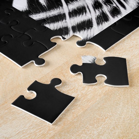 Niedliches Kätzchen gestreift Schwarz-weiß Puzzle (Seite)