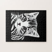Niedliches Kätzchen gestreift Schwarz-weiß Puzzle (Horizontal)
