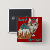 niedliches Kätzchen graue Tischtennis mit Pfotenku Button (Vorne & Hinten)