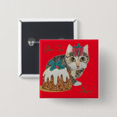 niedliches Kätzchen graue Tischtennis mit Pfotenku Button (Vorne & Hinten)