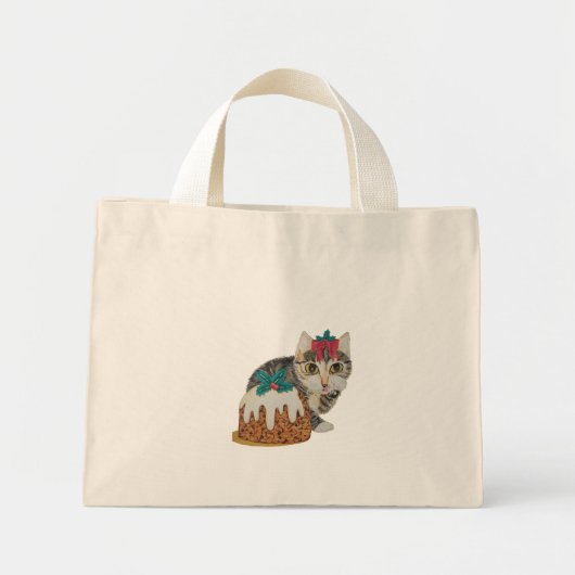 niedliches Kätzchen graue Tischtennis mit Pfotenku Mini Stoffbeutel (Vorne)