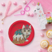 niedliches Kätzchen graue Tischtennis mit Pfotenku Pappteller (Party)